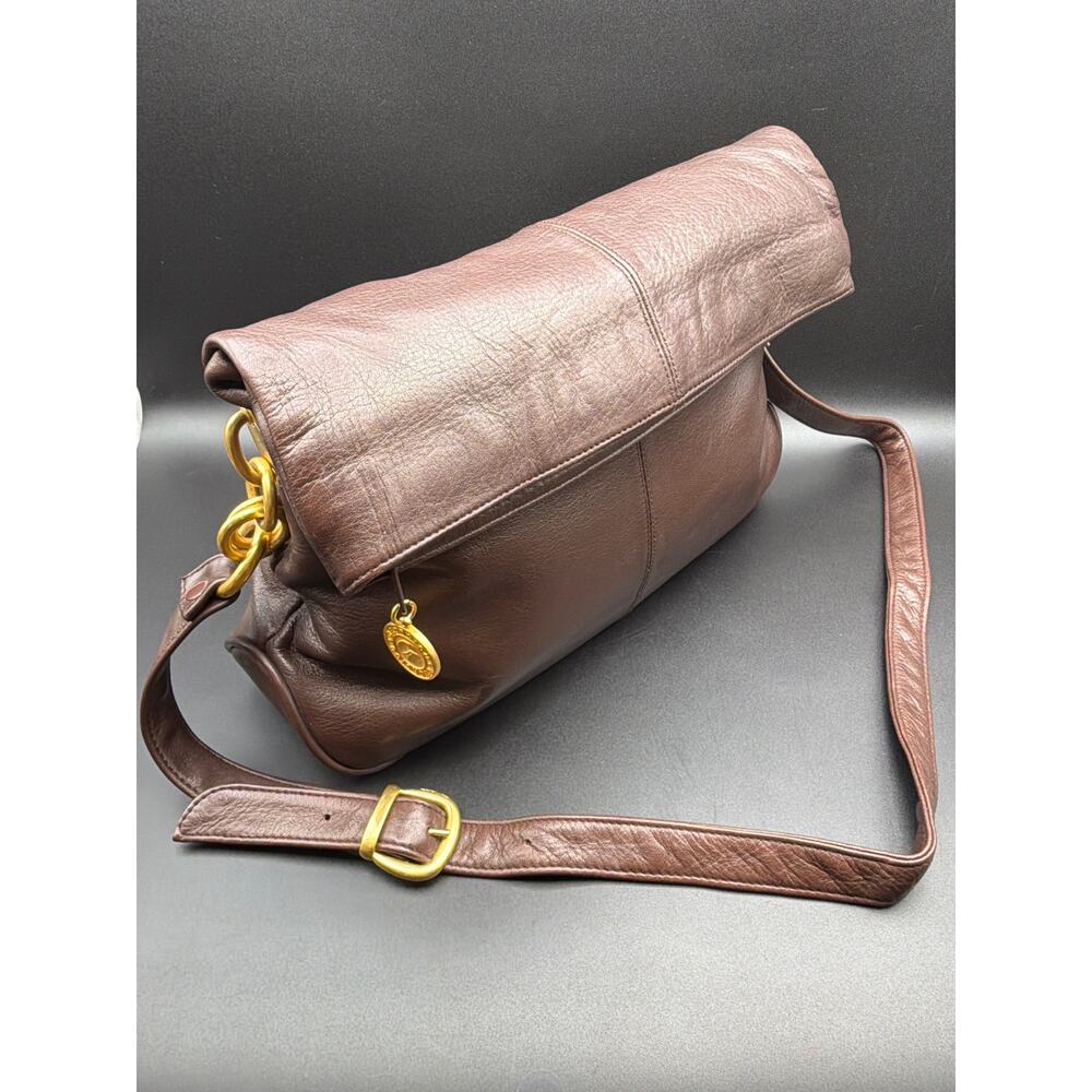 Vintage Luxury George Georgiou Brown Leather Shoulder Bag Slouchy Hobo Purse
